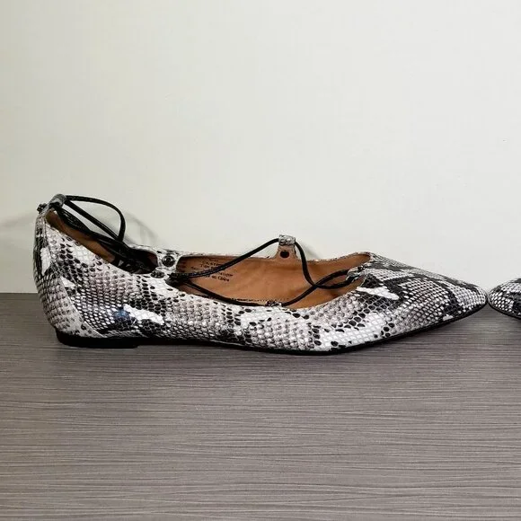 Halogen Owen Ghillie Flat. Snakeskin Black & White Print, Womens Size 9.5 M - Picture 6 of 12